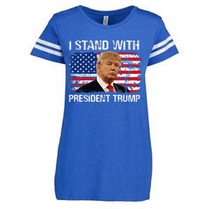 I Stand President Trump American Flag Trump 2024 Enza Ladies Jersey Football T-Shirt