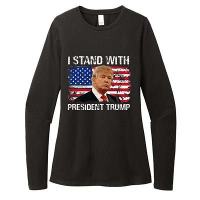 I Stand President Trump American Flag Trump 2024 Womens CVC Long Sleeve Shirt