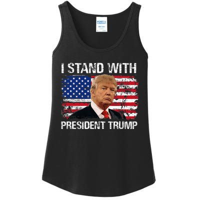 I Stand President Trump American Flag Trump 2024 Ladies Essential Tank