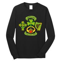 Ireland Saint Patrick's Day Celtic Cross Shamrock Green Long Sleeve Shirt