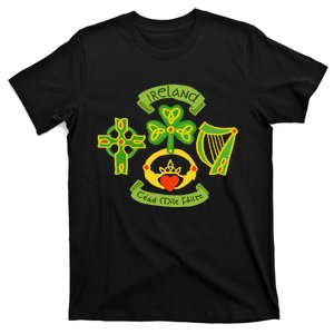 Ireland Saint Patrick's Day Celtic Cross Shamrock Green T-Shirt