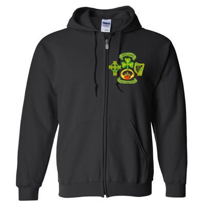 Ireland Saint Patrick's Day Celtic Cross Shamrock Green Full Zip Hoodie