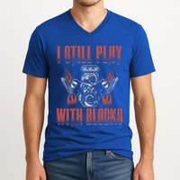 I Still Play With Blocks Car Mechanic Motor Engine Meaningful Gift V-Neck T-Shirt
