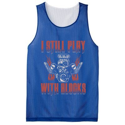I Still Play With Blocks Car Mechanic Motor Engine Meaningful Gift Mesh Reversible Basketball Jersey Tank
