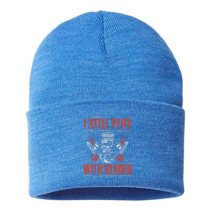 I Still Play With Blocks Car Mechanic Motor Engine Meaningful Gift Sustainable Knit Beanie