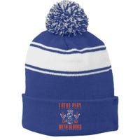 I Still Play With Blocks Car Mechanic Motor Engine Meaningful Gift Stripe Pom Pom Beanie