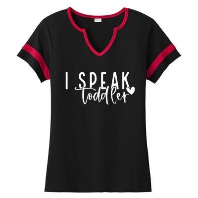 I Speak Preschool Teacher Ladies Halftime Notch Neck Tee