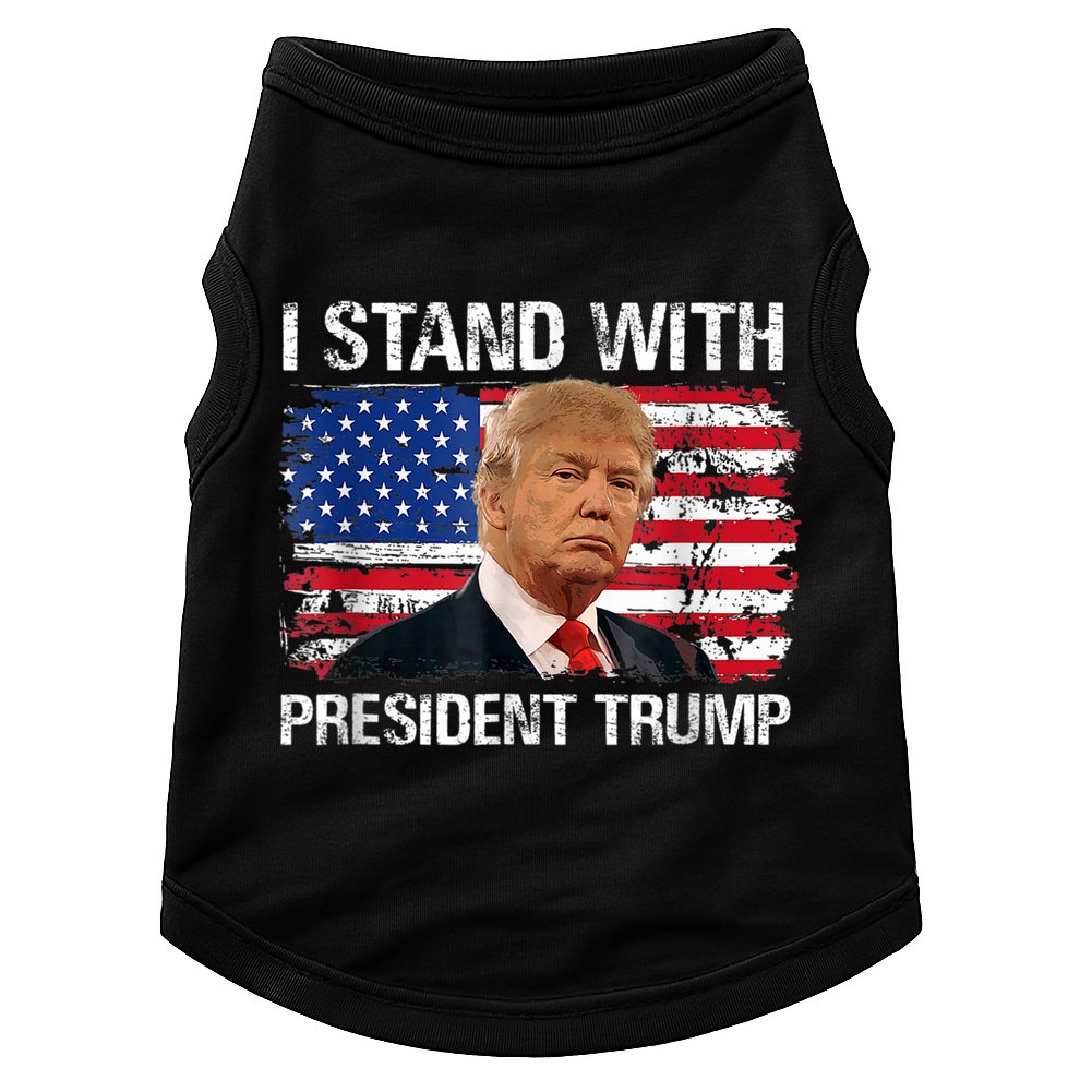 I Stand President Trump American Flag Trump 2024 Doggie Tank