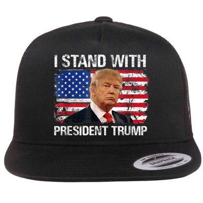 I Stand President Trump American Flag Trump 2024 Flatbill Hat