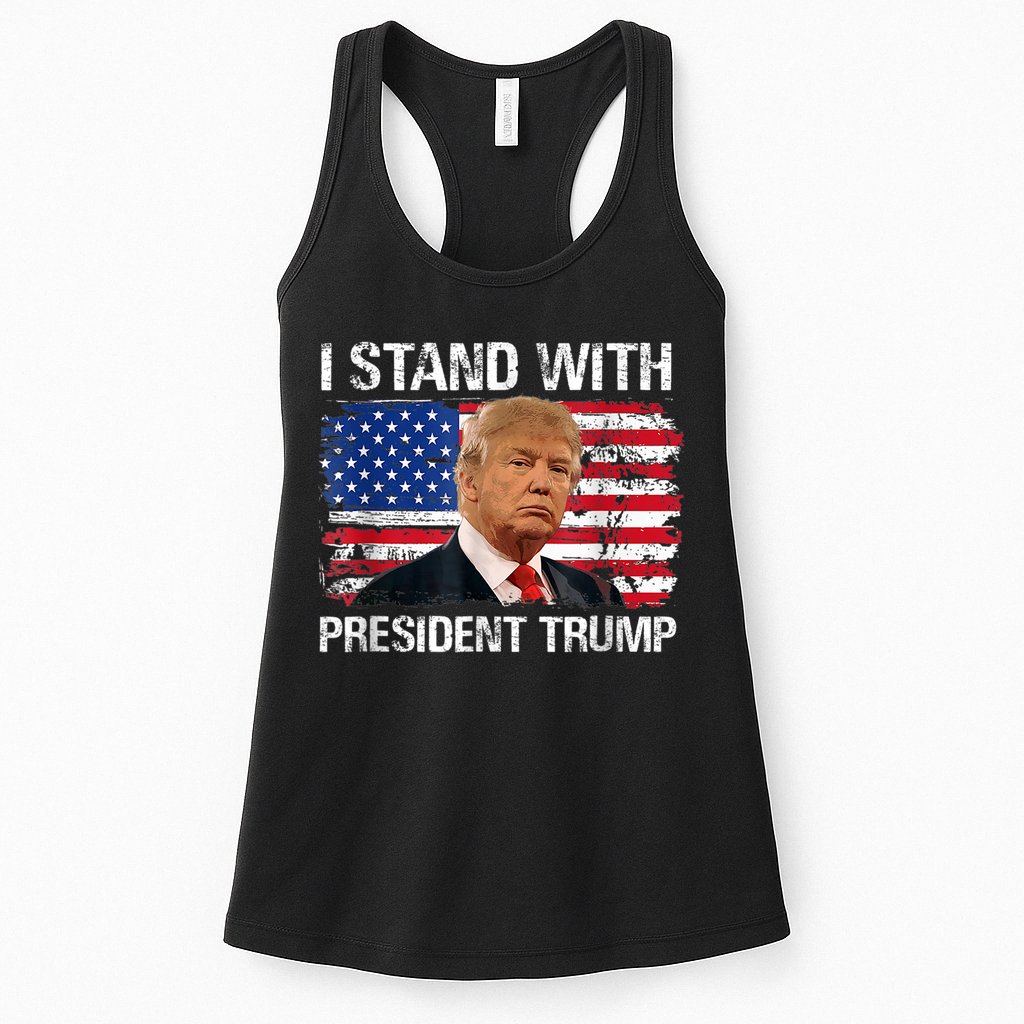 I Stand President Trump American Flag Trump 2024 Womens Tank Top