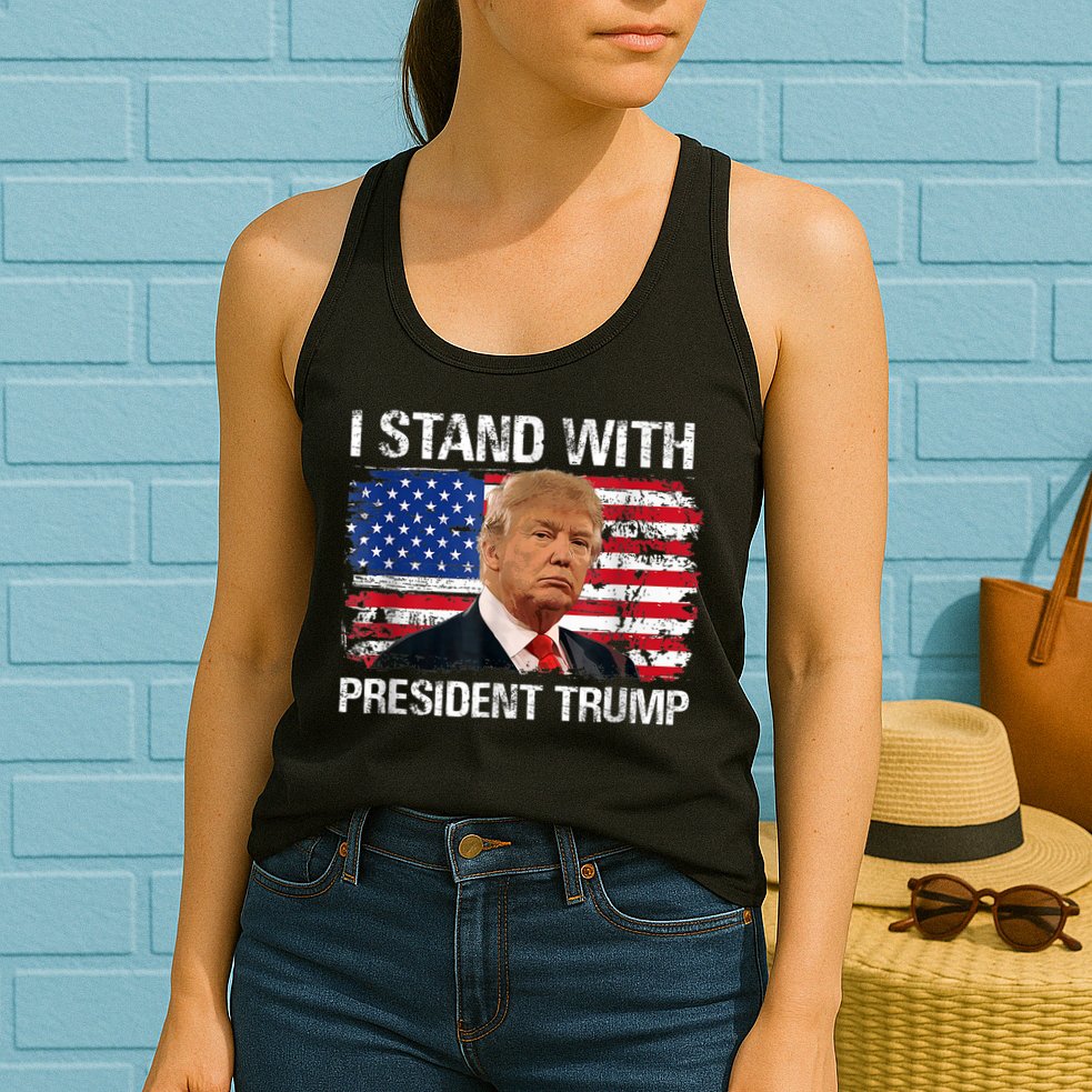 I Stand President Trump American Flag Trump 2024 Womens Tank Top