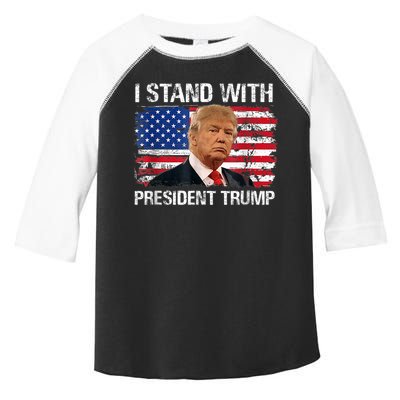 I Stand President Trump American Flag Trump 2024 Toddler Fine Jersey T-Shirt