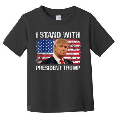 I Stand President Trump American Flag Trump 2024 Toddler T-Shirt