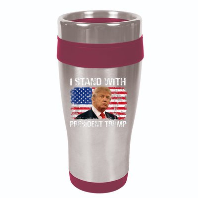 I Stand President Trump American Flag Trump 2024 16oz Travel Tumbler