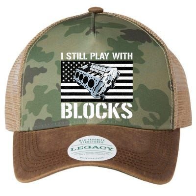 I Still Play With Blocks American Flag Car Auto Mechanic Legacy Tie Dye Trucker Hat