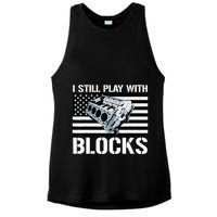 I Still Play With Blocks American Flag Car Auto Mechanic Ladies PosiCharge Tri-Blend Wicking Tank