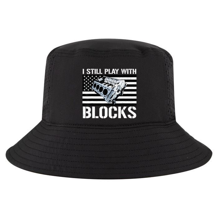 I Still Play With Blocks American Flag Car Auto Mechanic Cool Comfort Performance Bucket Hat