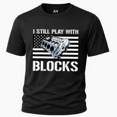 I Still Play With Blocks American Flag Car Auto Mechanic Performance Shirt