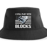 I Still Play With Blocks American Flag Car Auto Mechanic Sustainable Bucket Hat