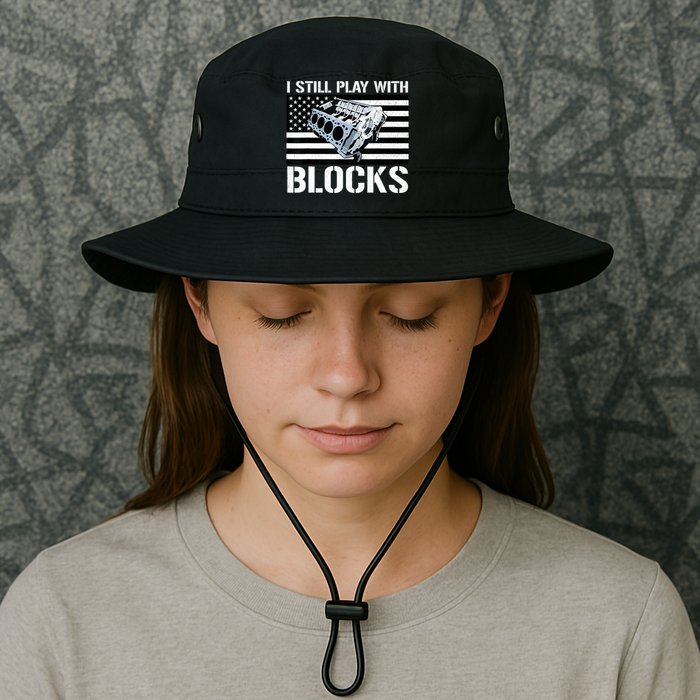 I Still Play With Blocks American Flag Car Auto Mechanic Bucket Hat