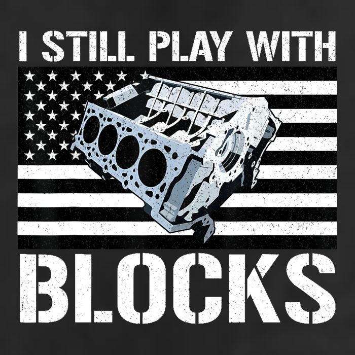 I Still Play With Blocks American Flag Car Auto Mechanic Crop Fleece Hoodie