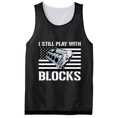 I Still Play With Blocks American Flag Car Auto Mechanic Mesh Reversible Basketball Jersey Tank