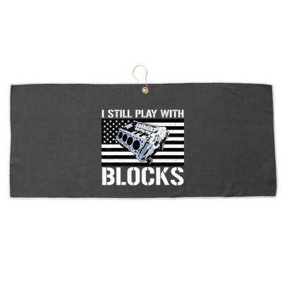 I Still Play With Blocks American Flag Car Auto Mechanic Large Microfiber Waffle Golf Towel