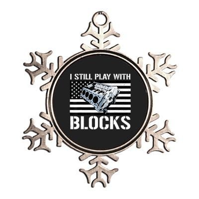 I Still Play With Blocks American Flag Car Auto Mechanic Metallic Star Ornament