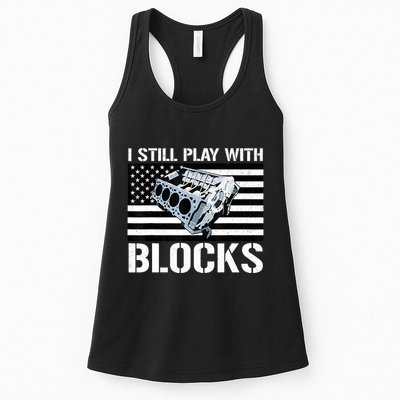 I Still Play With Blocks American Flag Car Auto Mechanic Womens Tank Top