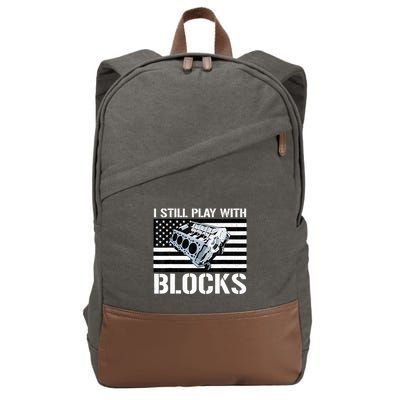I Still Play With Blocks American Flag Car Auto Mechanic Cotton Canvas Backpack