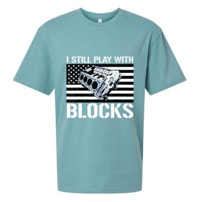I Still Play With Blocks American Flag Car Auto Mechanic Sueded Cloud Jersey T-Shirt