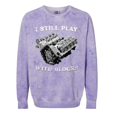 I Still Play With Blocks Racing Maintenance Vintage Colorblast Crewneck Sweatshirt