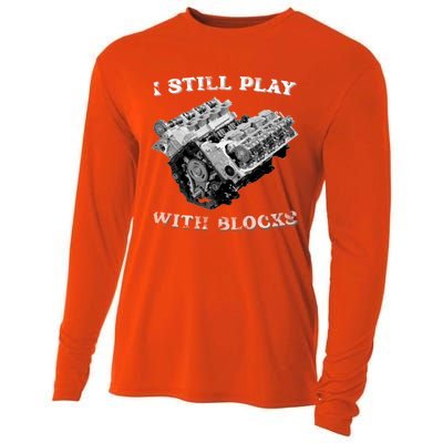 I Still Play With Blocks Racing Maintenance Vintage Cooling Performance Long Sleeve Crew