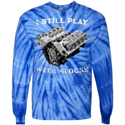 I Still Play With Blocks Racing Maintenance Vintage Tie-Dye Long Sleeve Shirt