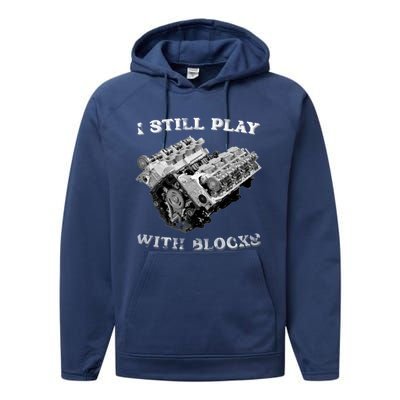 I Still Play With Blocks Racing Maintenance Vintage Performance Fleece Hoodie