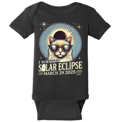 I Survived Partial Solar-Eclipse March 29 2025 Funny Cat Baby Bodysuit