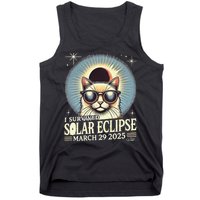 I Survived Partial Solar-Eclipse March 29 2025 Funny Cat Tank Top