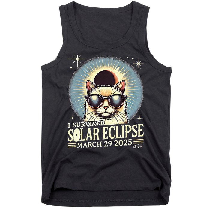 I Survived Partial Solar-Eclipse March 29 2025 Funny Cat Tank Top
