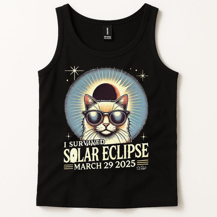 I Survived Partial Solar-Eclipse March 29 2025 Funny Cat Tank Top