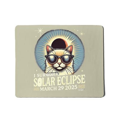 I Survived Partial Solar-Eclipse March 29 2025 Funny Cat Mousepad