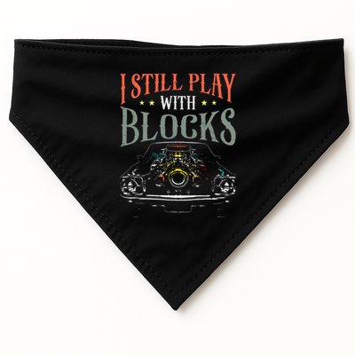 I Still Play With Blocks Vintage Car Engine Block Mechanic USA-Made Doggie Bandana