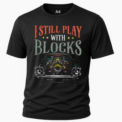 I Still Play With Blocks Vintage Car Engine Block Mechanic Performance Shirt