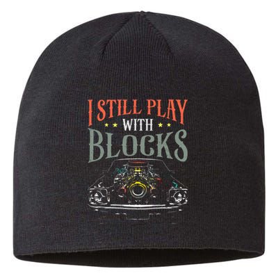 I Still Play With Blocks Vintage Car Engine Block Mechanic Sustainable Beanie