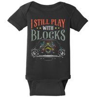 I Still Play With Blocks Vintage Car Engine Block Mechanic Baby Bodysuit