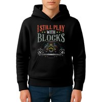 I Still Play With Blocks Vintage Car Engine Block Mechanic Kids Hoodie
