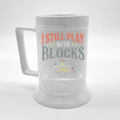 I Still Play With Blocks Vintage Car Engine Block Mechanic Beer Stein