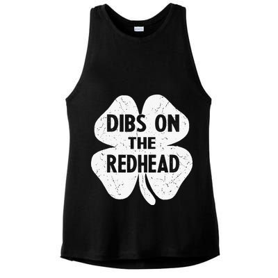 Irish St Patricks Day Shamrock Dibs On The Redhead Ladies PosiCharge Tri-Blend Wicking Tank