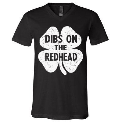 Irish St Patricks Day Shamrock Dibs On The Redhead V-Neck T-Shirt