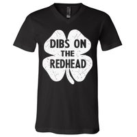 Irish St Patricks Day Shamrock Dibs On The Redhead V-Neck T-Shirt