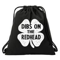 Irish St Patricks Day Shamrock Dibs On The Redhead Drawstring Bag